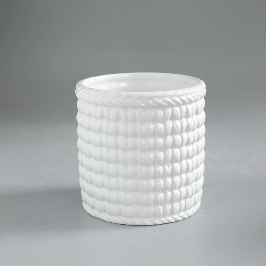 Pot rond intérieur en céramique blanc forme ronde carrée avec Décoration personnalisée pour la maison et le jardin