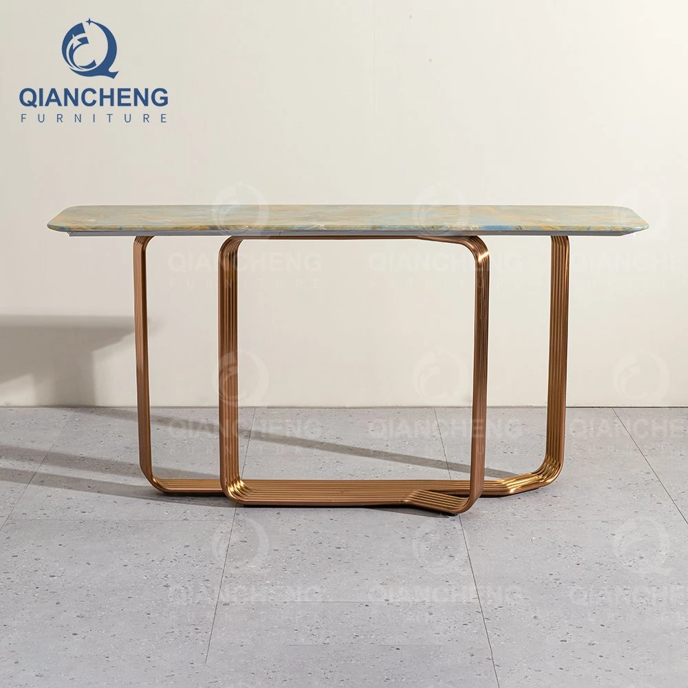 Fournisseur de meubles de salon Foshan Table console en métal moderne en marbre pour le couloir.