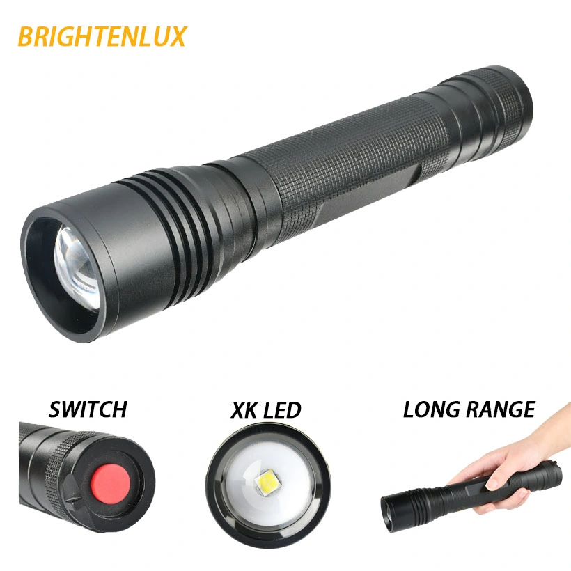 Brightenlux 3 Modes Waterproof Zoomable Long Range High Powerful Aluminum Rechargeable Emergency LED Flashlight