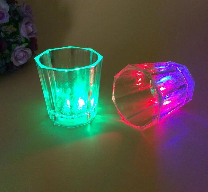 Custom Logo Liquid Induction Luminous Flashing Light up Octagonal LED Cup Glow in The Dark