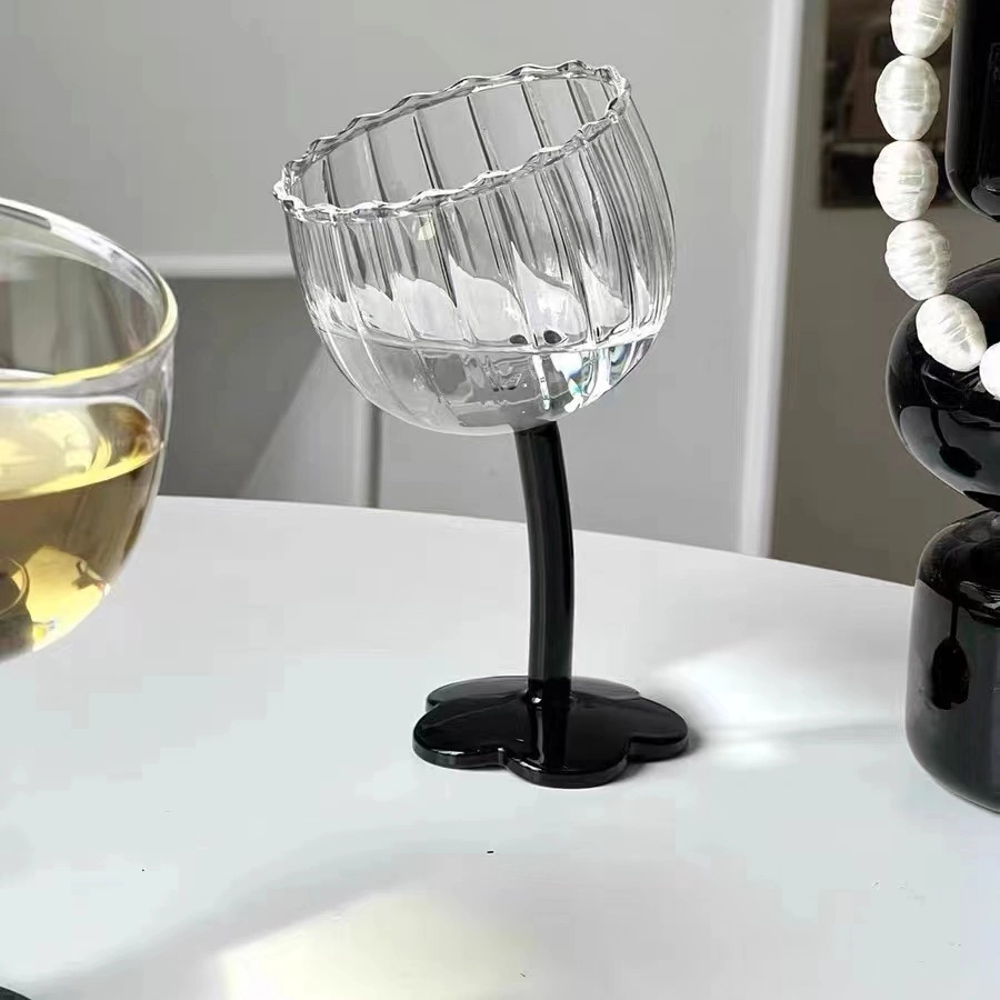 Flower Shape Crooked Stem Goblet Glass Cocktail Wine Glass