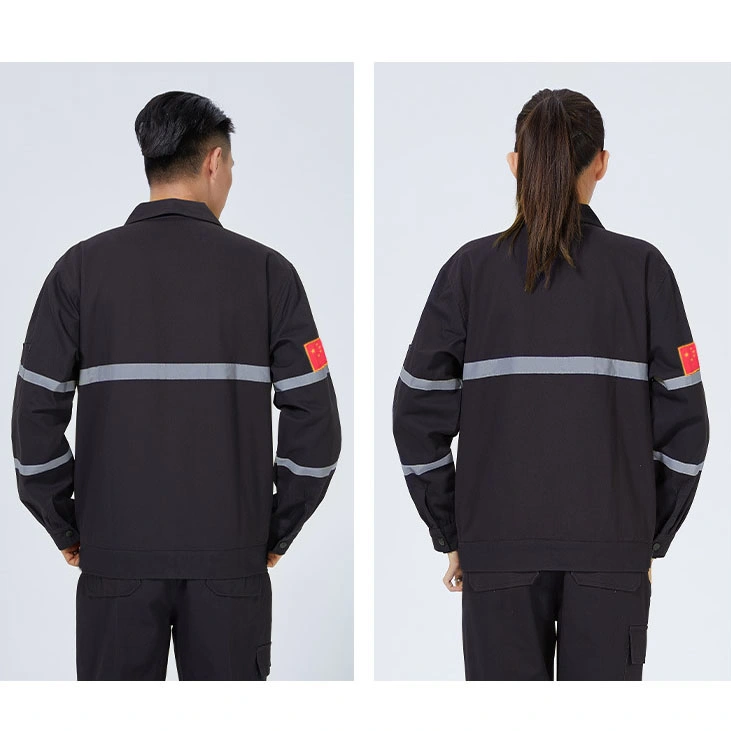 Engineering Uniform Overall Workwear Turndown Collar Wear-Resistant Reflective Zipper Two Piece Workwear Clothes