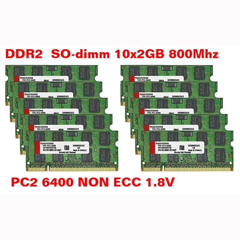 Yongxinsheng 2GB PC2-5300s PC2-6400s DDR2 667MHz 800MHz 200pin 1,8V so-DIMM Gebrauchte RAM Random Chips Laptop-Speicher Großhandel