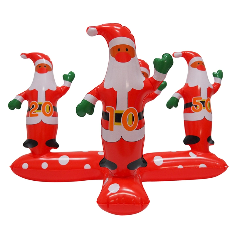 Eco-Friendly Merry Christmas Party Game Play Toys Inflatable PVC Christmas Santa Claus Ring Toss Game Set Toys