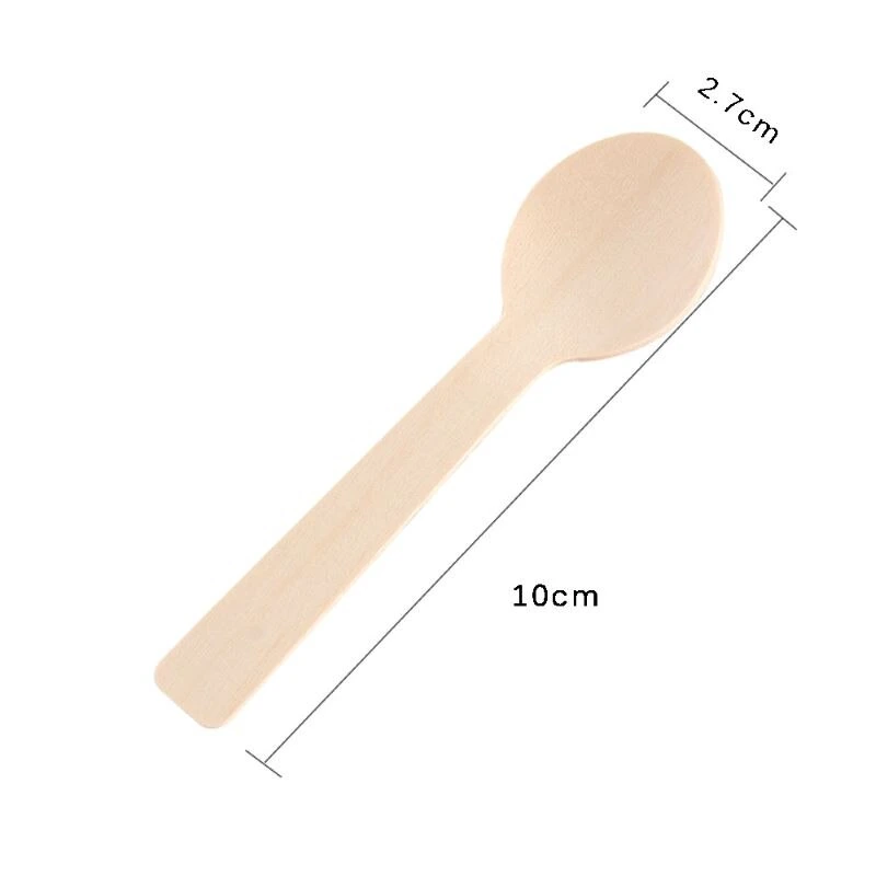 100mm o 10cm o 4inch cuchara pequeña de madera desechable Cuchara de helado Cubertería