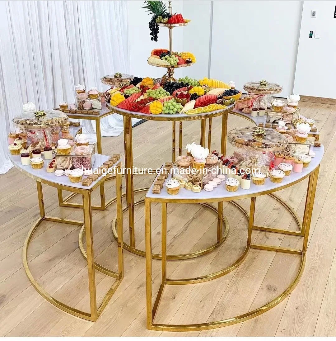 Golden Combination Round Cake Table Cake Display Racks for Wedding