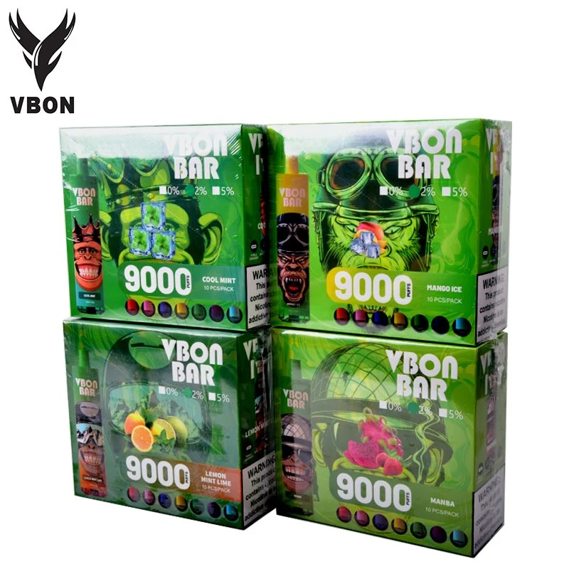 Hot Sale 18 ml e-líquido sabor frutas Vbon 9000 Puffs e Caneta de Vape do vaporizador de cigarros