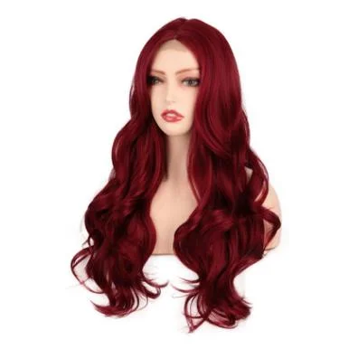 Beleza barata Long Wine Red Wave Synthetic Wigs para mulheres Cosplay Wigs