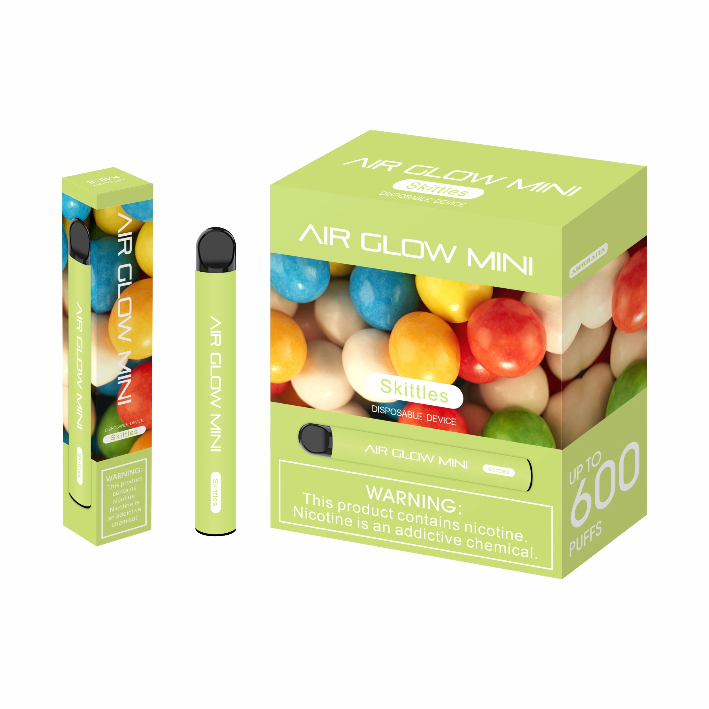 Envio rápido Ar de alta qualidade Glow Mini 600, 5 tubos de 3,6 ml E Traço de macaco descartável líquido cigarro eletrónico