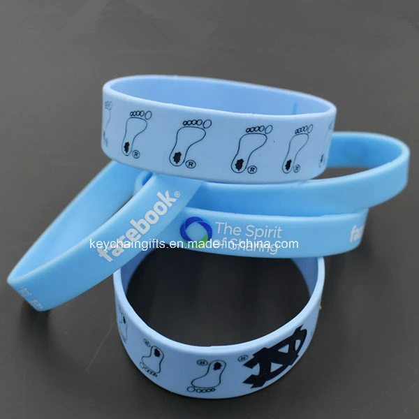 Promotion Custom Sport Energy Silicone Bracelet with Debossed Color Filled Logo Band