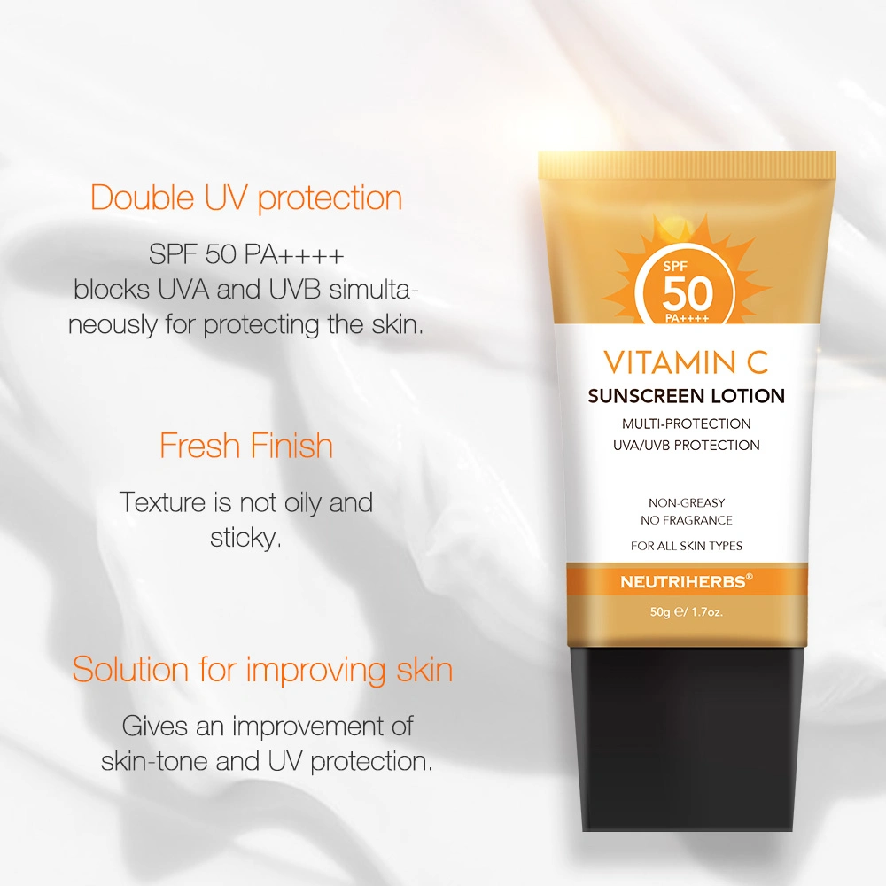 OEM/ODM العلاج الطبيعي للفورمولا المستازر الوجه والجسم VC كريم واقي من الشمس SPF 50