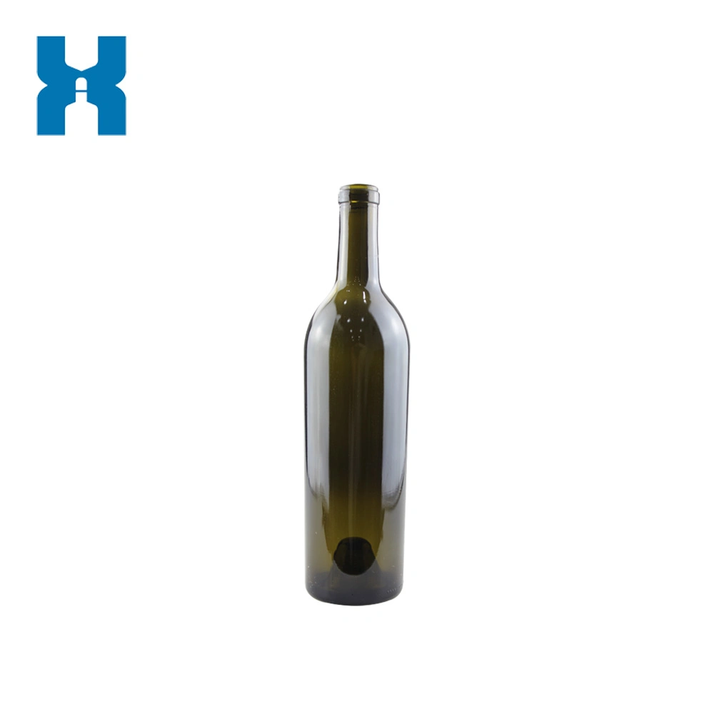 750ml Glass California Hock Wine Bottle Flat-Bottomed Cork Finish - Case of 12 - Champagne Green