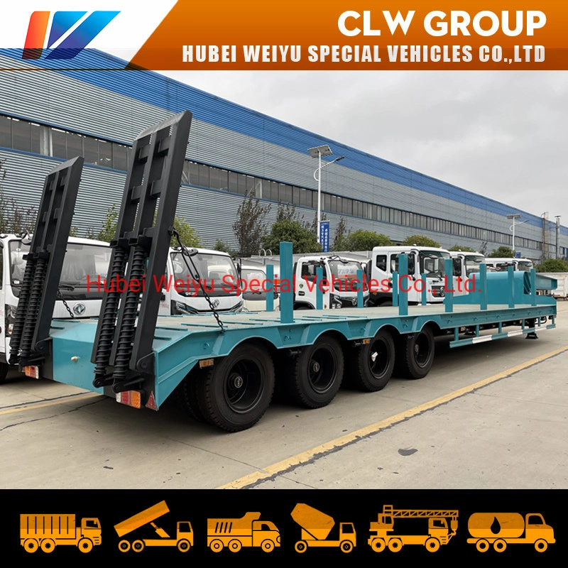 Eje 4 Tri-Axle 50toneladas 60tons cama baja la pala cargadora Lowbed remolque para transportar la madera Semi