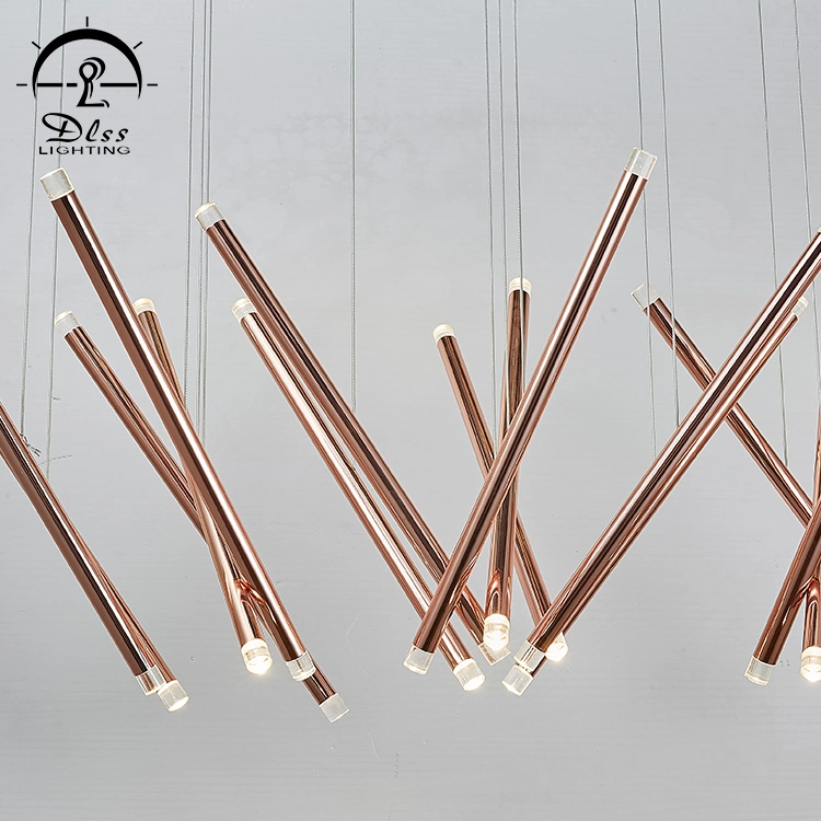 Modern LED Light Metal Chandelier Lighting Water Pipe Tube Pendant Lamp