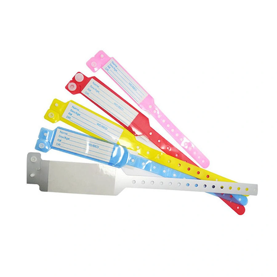 Medmount Medical Disposable PVC Soft colorido Baby/Child/Adult Patient Hospital ID (ID hospitalar do paciente para bebé/criança/adulto) Correia de pulso