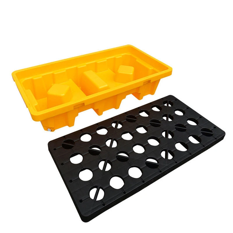 Whoelsale Plasitc Chemical Storage with Drain Leakproof Poly 4 Drums Oil IBC Tote Spill Pallet