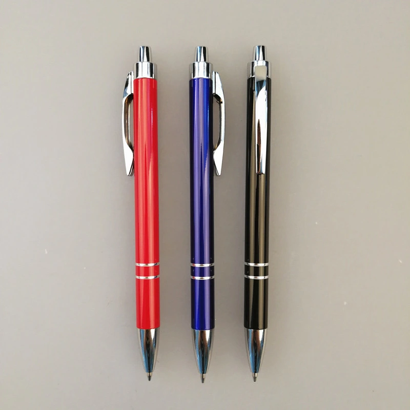 Metal Alumimun Click Action Customized Logo Classical Design Popular Cheap Ball Pen with Ring