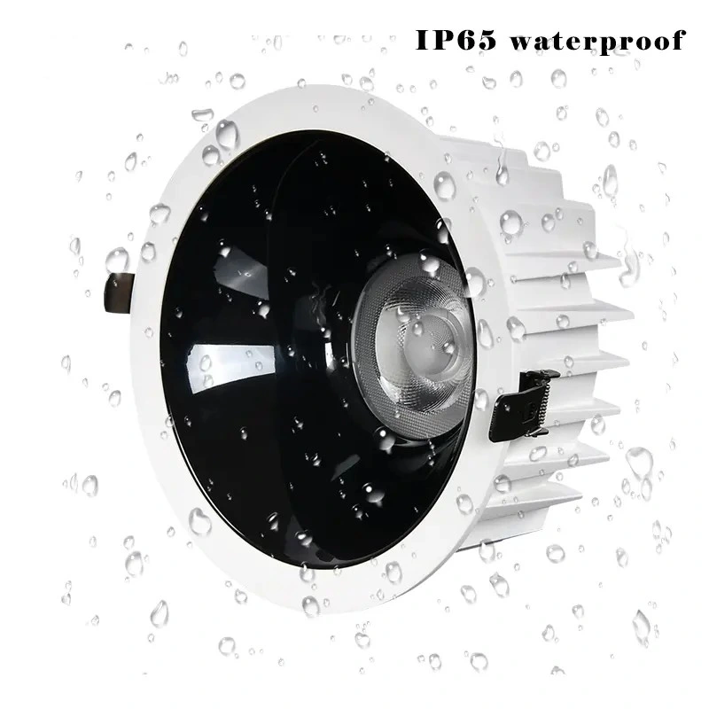 Antireflet COB LED étanches IP65 30 watt Downlight encastré fixe Carré lumière LED en aluminium vers le bas