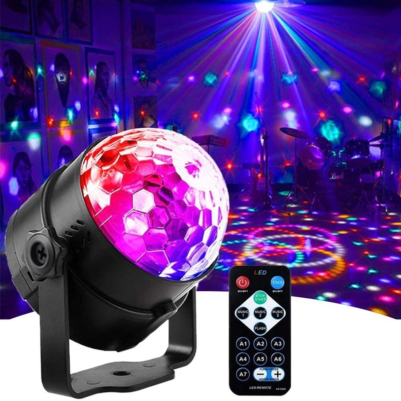 Sound Activated Rotating Crystal Magic Ball LED DJ Party Disco Stage Lights