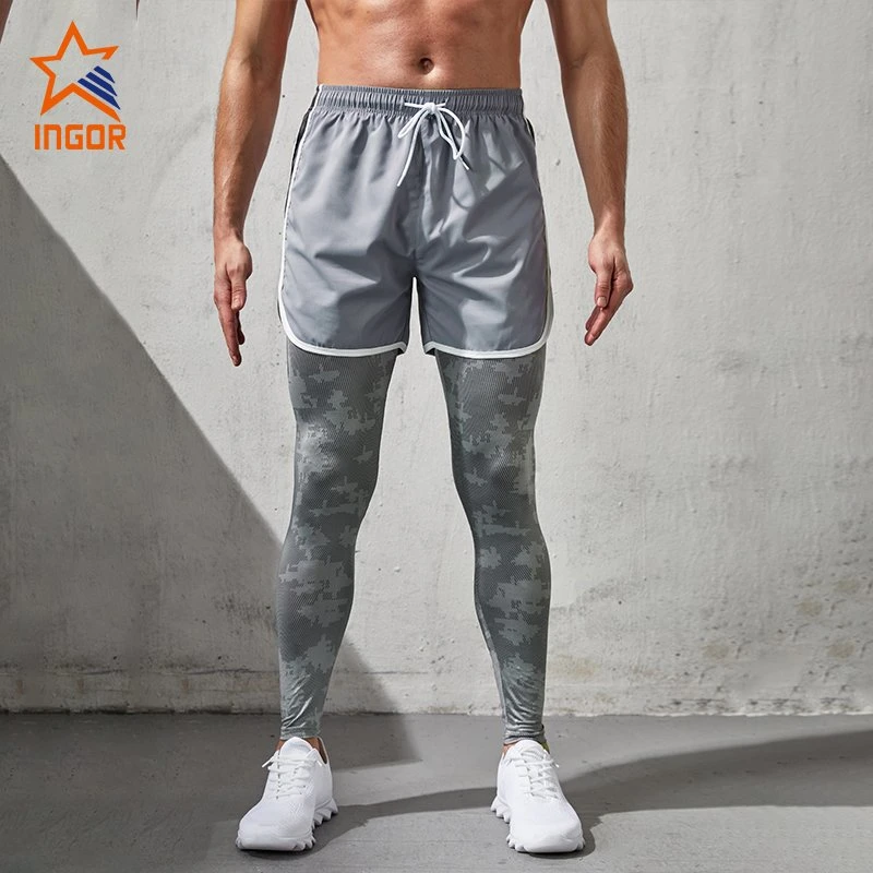 Ingorsports OEM &amp; ODM calça Fitness Suor Desgaste Athletic 2 em 1 Pocket Pants homens Ginásio Activewear Sportswear de Desgaste