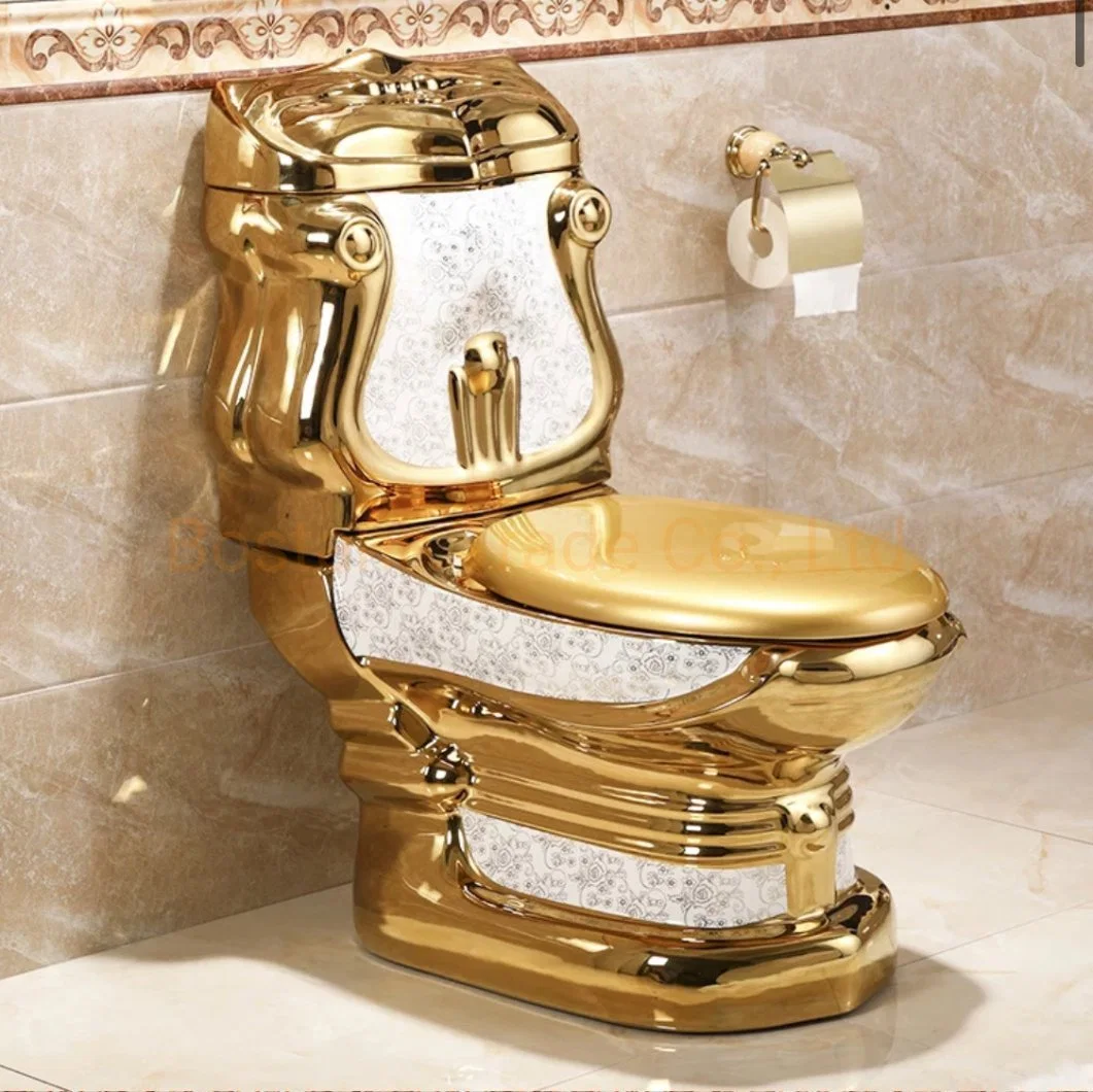 Baño de Porcelana de lujo Oro cerámica Juego sanitario WC