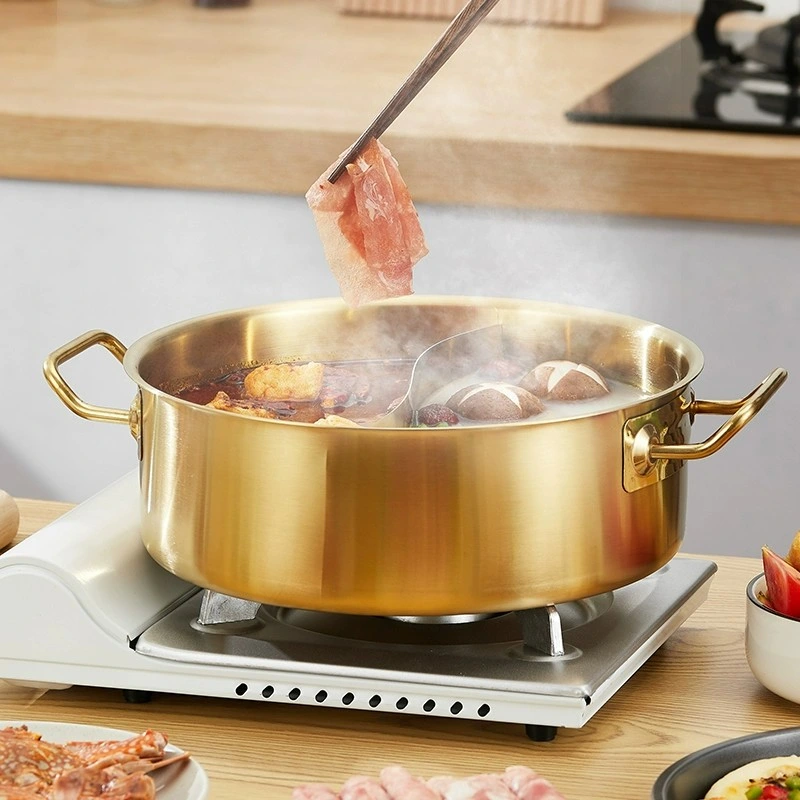 Casserole à induction de haute qualité en acier inoxydable avec double saveur pour fondue chinoise.