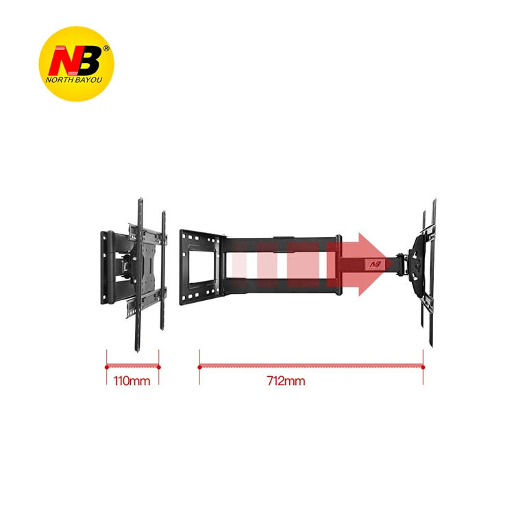 A Tailandia Nb SP2 40"-70" 60"65" 68,2kg alta resistencia fuerte Soporte de pared para TV LCD de movimiento completo de 3 brazos y longitud retráctil Soporte 110-712mm