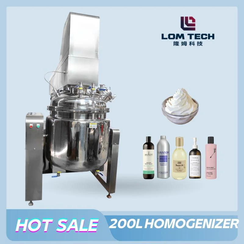 200L Laboratoire Haute Vitesse Pression Main Jus Crème Lotion Vide Émulsionnant Mélangeur Homogénéisateur Machine