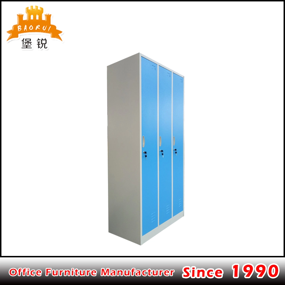 Cheap Price 3 Door Steel Clothes Cabinet with Key Lock or Pad Lock