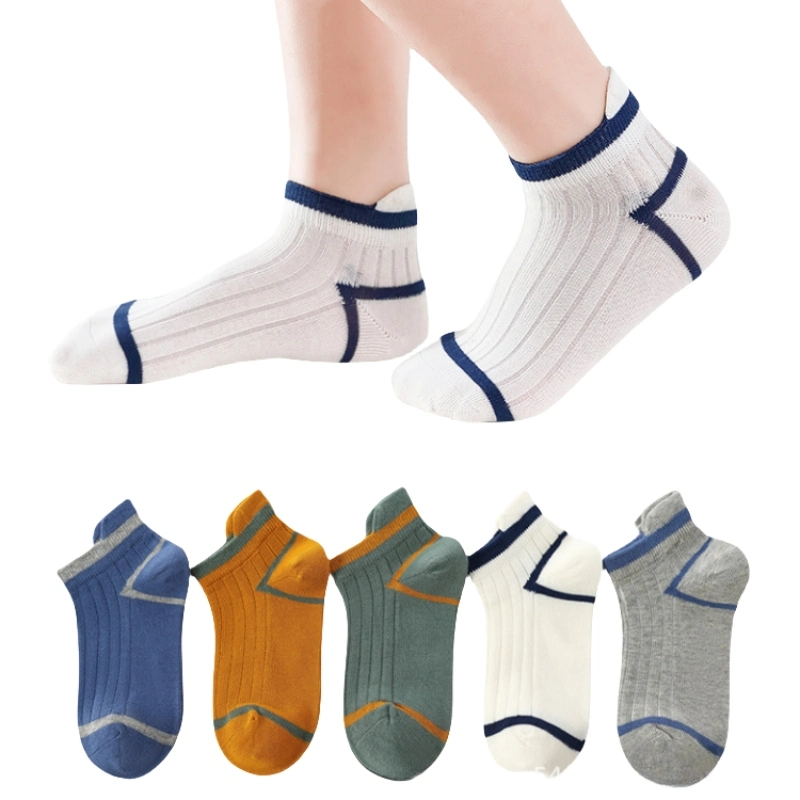 Anti Bacterial Breathable Skin-Friendly Kids Colorful Cotton Boys and Girls Trainer Low Cut Soft School Sock