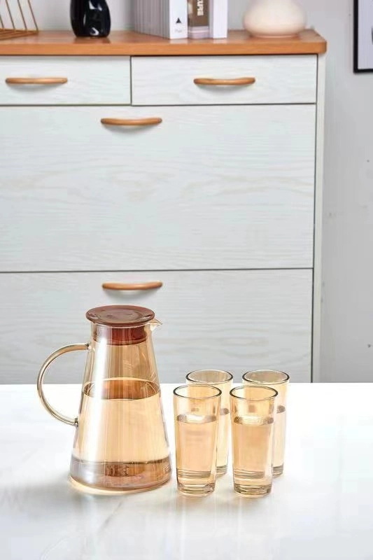 7 STÜCK große Größe Vintage Sonnenblume geprägt hitzebeständig trinken Kaltes Wasser Glas Set mit Krug Glas Tee Kaffee Becher Wasserkocher Glas Teekanne mit Tee Infuse Krug