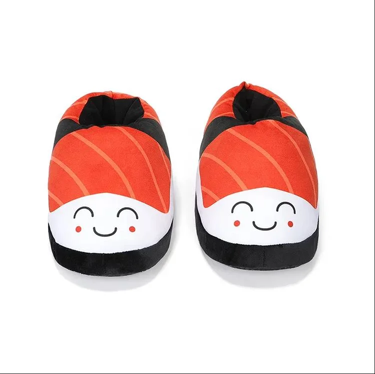 Wholesale/Supplier Winter Warm Shoes Slides Flat Salmon Fries Hamburger Shape Plush Indoor Slippers