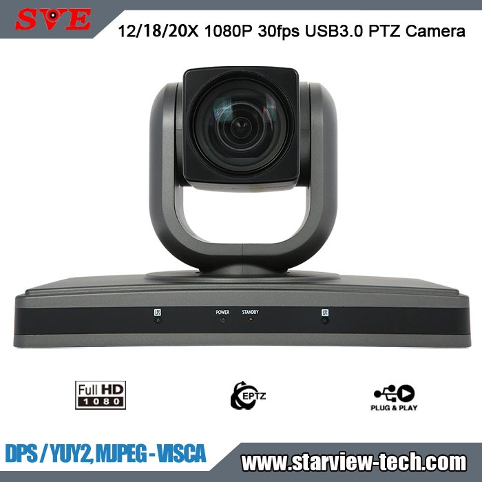 1080P30fps 12 X 18 X 20X Zoom DSP USB 3.0 YUY2 Visca PTZ Webcam Cámara de Video Conferencia