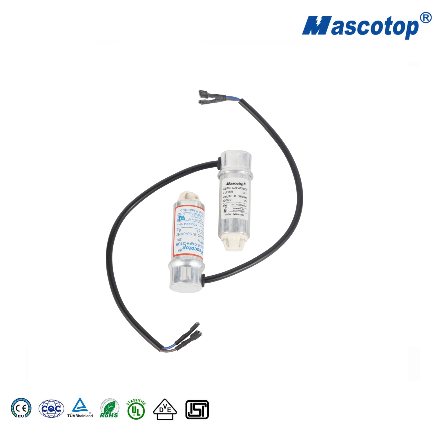 Compresor de polipropileno Mascotop 50pcs/Carton 1-40UF 370-450V compresor frigorífico Cbb condensador65