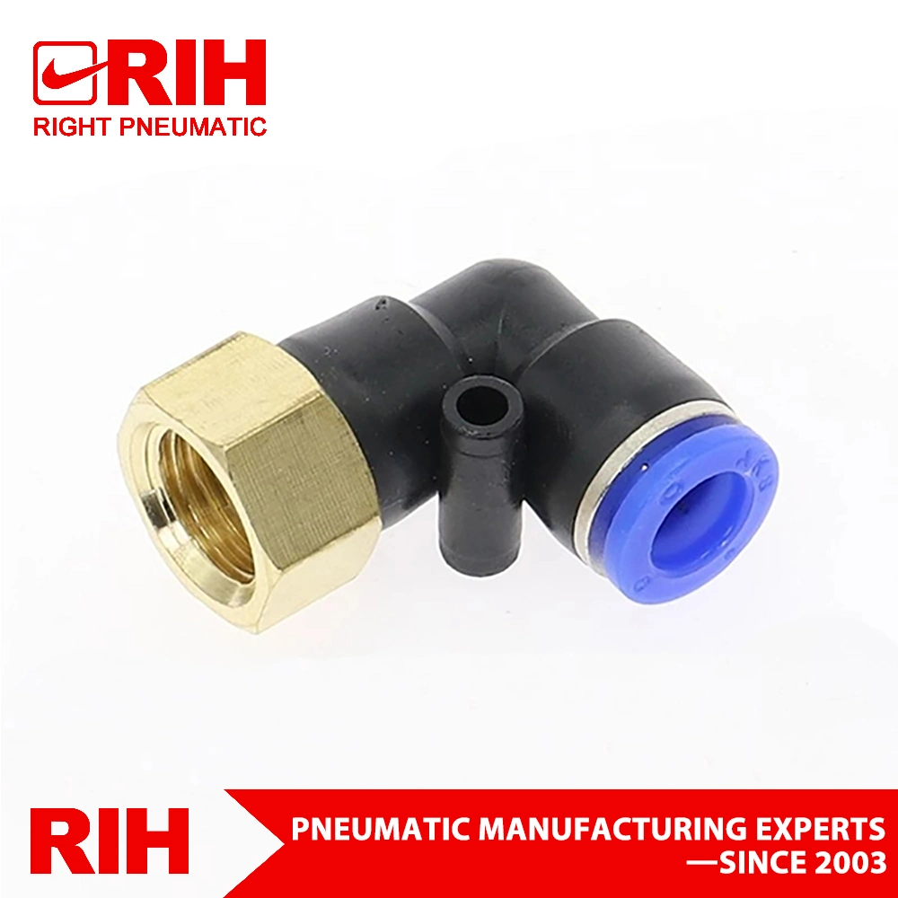 Male Thread Copper Air Pneumatic Right-Angle Threaded Joint Brass Nickel Plating on High quality/High cost performance  Plastic Quick Connect Fitting