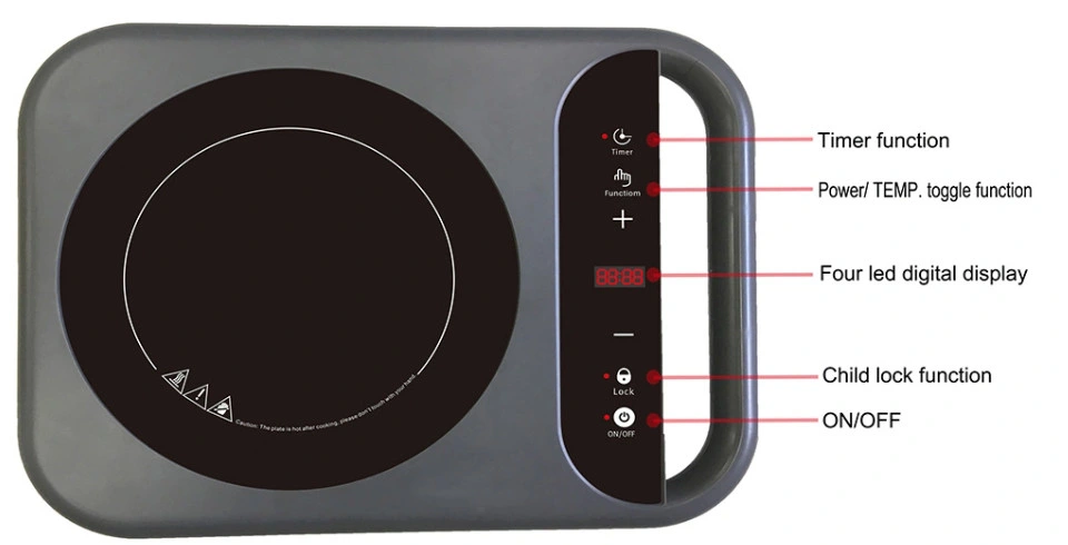 Diseño de Moda Slim placa de inducción/ cocina eléctrica aparato/equipo de cocina 2000W con CB CE ALP-DC22H-1