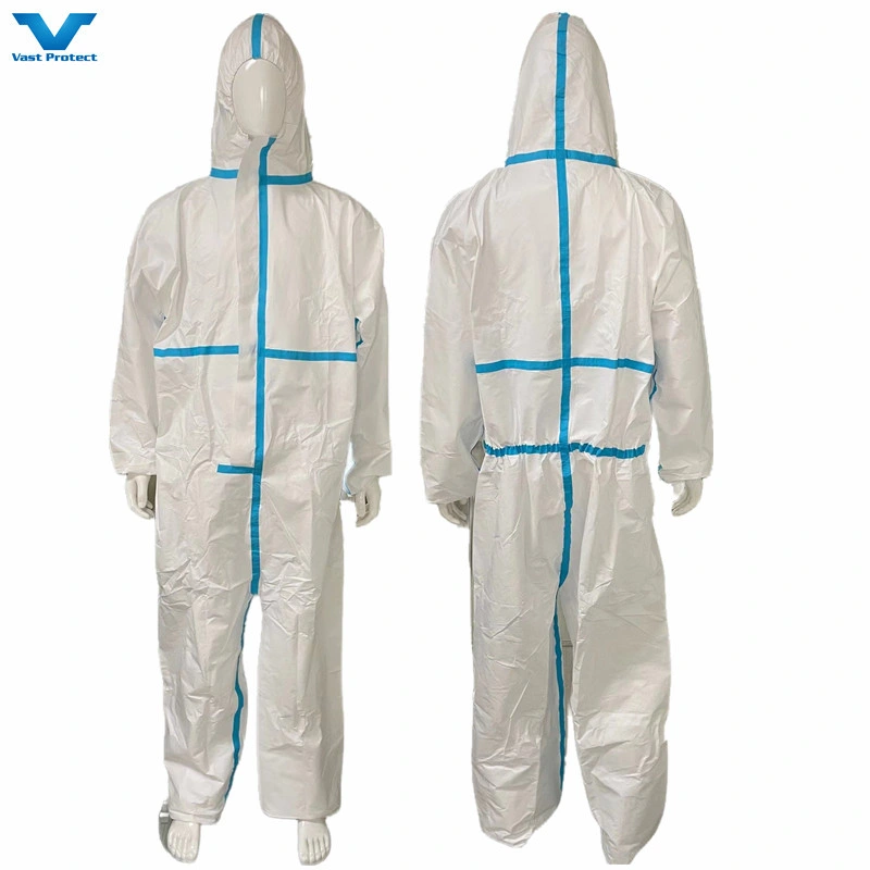 Type 4 5 6 Heat Sealed Tape Seam Disposable Microporous Coverall with CE Approved