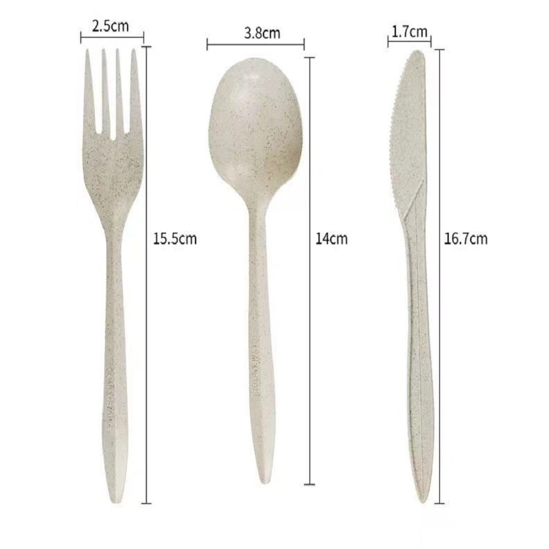 Hot Sale Degradable Tableware Set Wheat Straw Knife Fork and Spoon
