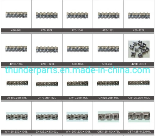 La cadena de moto de acero/Cadena de Tiempo/Motor/Traccion/Cadena de distribución/Moto Repuestos 25h/2X3/3X4/420/428/428h 530-76L