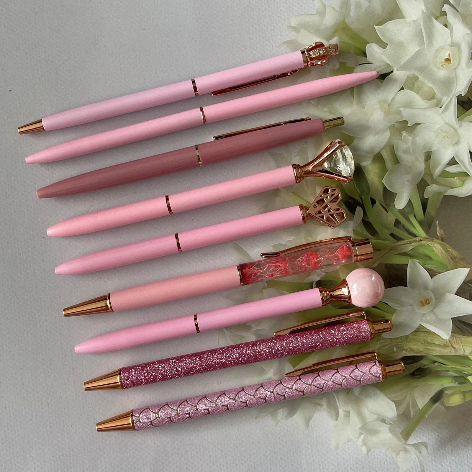 10 PCS Ballpoint Pens Set Party Favors for Kids Pink Gifts Pink Pens Office Supplies School Supplies Metal Crystal Diamond Pens