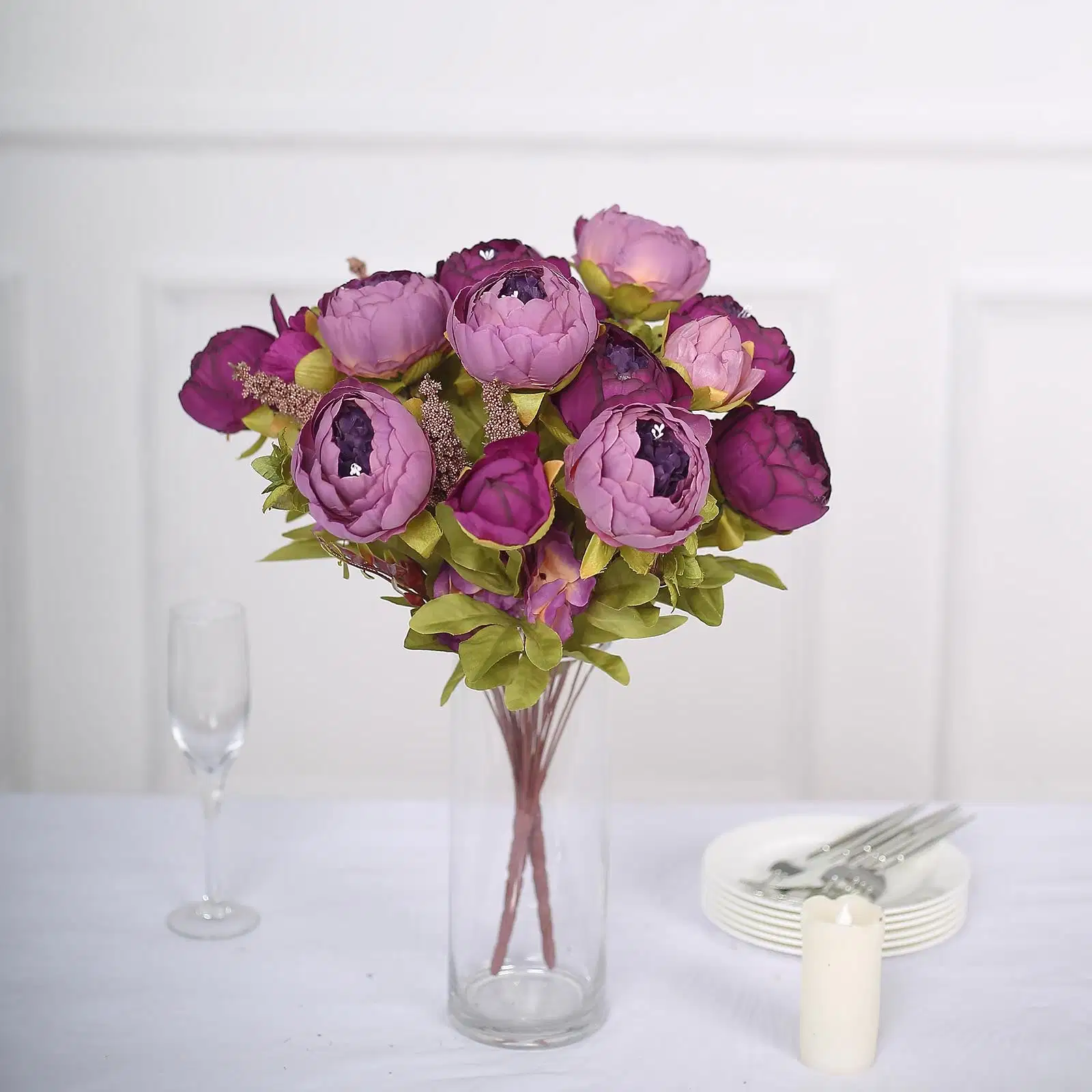 Decoration Bouquet Wholesale/Supplier Silk Wedding Bridal Bouquets Purple Artificial Peony Flower