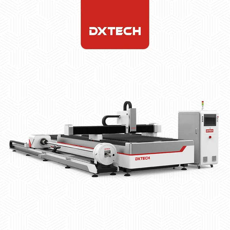 Dxtech Facotry 1-6kw Sheet Tube Laser Cutting Machine 10mm Stainless Steel 25mm Carbon Steel Cutting for Construction Sturcture Decoration Industrial Use