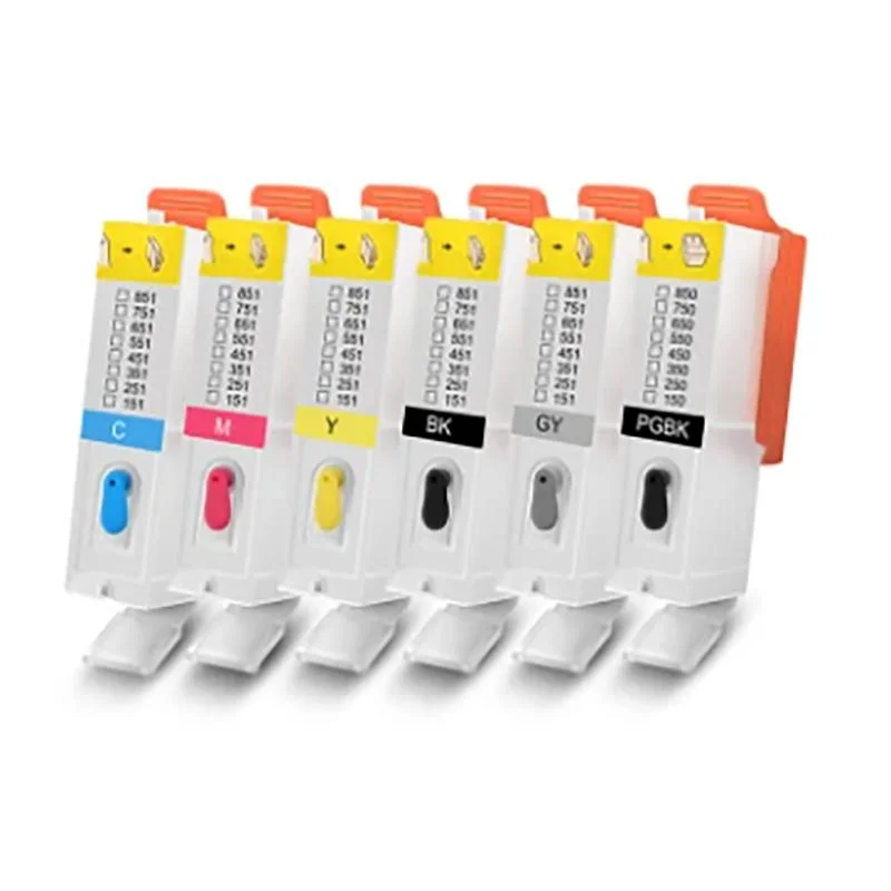 Ocbestjet 5/6 Colors Pgi-150 Cli-151 XL 150 151 Refill Ink Cartridge with Chip for Canon Pixma IP7210 Mg5410 Mx921 Mx721 Mg6310