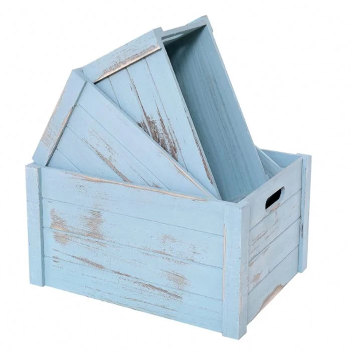 Profesional inconclusa las cajas de Madera Natural Blue Box Set de madera de 3 Caja de madera decorativos