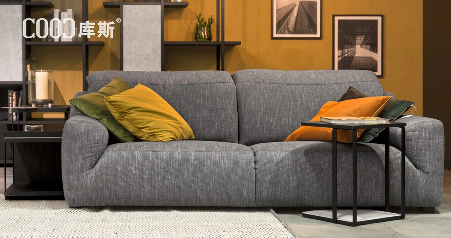 Moderne Großhandel/Lieferant Echtem Leder / Stoff Sofa Schnitt Kombination Bogen Sofa-Set Ecksofa Möbel