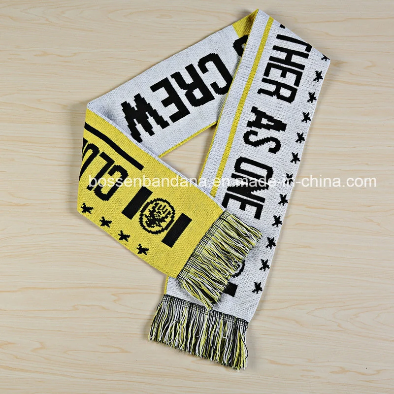 China Manufacturer OEM Custom Both Sides Jacquard Woven Football Soccer Fans Scarf