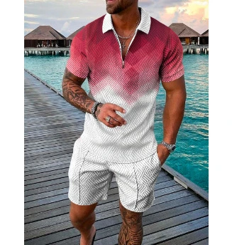 Wholesale/Supplier Summer Hawaii style Tee shirt short suit vêtements de sport personnalisés Ensemble décontracté jogging costume pour Homme