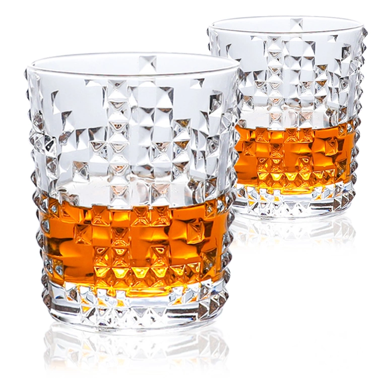 Mayorista de muestra gratuita personalizada Stemless moderna creativa copa de vino de cristal claro grabado Whiskey vaso para el hogar