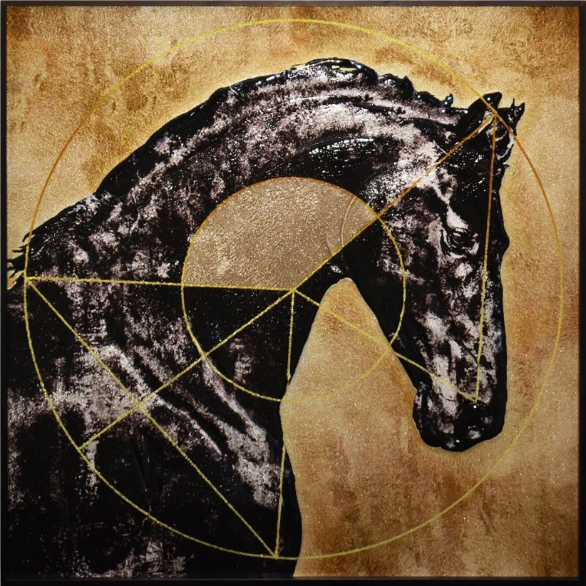 Lifelike Horse Hanging Inlaid Glass Painting for Hotel (MR-YB6-2018)