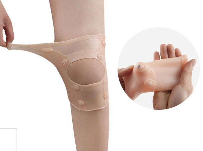 Magnético de gel flexible y elástica de compresión soporte de rodilla para aliviar el dolor de pies